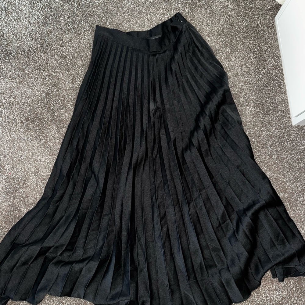 Zara Black A-Line Pleated Skirt